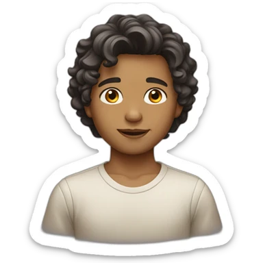 A boy with wavy hair and middle part haircut with tan skin tone  sticker