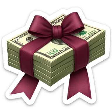 Dollar in burgundy colors, like a bundle of money sticker