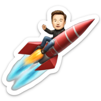 elon musk riding a rocket sticker