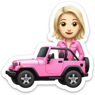 White Girl in pink jeep sticker