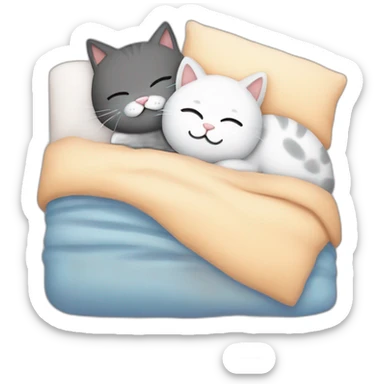 cute cat snuggeling boyfriend cat in bed for sleep sticker