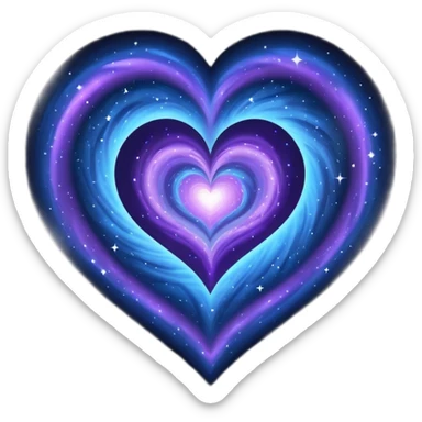 Sparkly shiny blue purple starry vortex-like Nebulae heart sticker