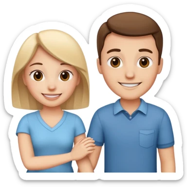 a couple sitting together, happy, simple apple emoji style sticker