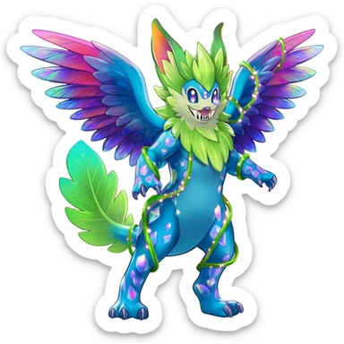 Colorful Exotic Meloetta-Vaporeon-Leafeon-Amaura-Venom-Stitch-Fakémon-creature-hybrid sticker