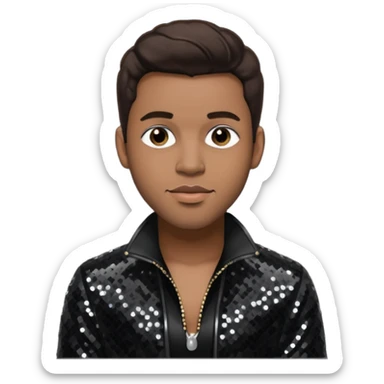 Sammie, Male R&B Singer with dark brown hair, black sequin outfit sticker