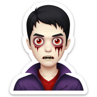 male teen with black hair zombie vampire sticker