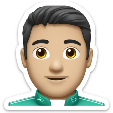 f1 driver, asian, black hair, black eyes, male, korean, mercedes amg petronas f1 sticker