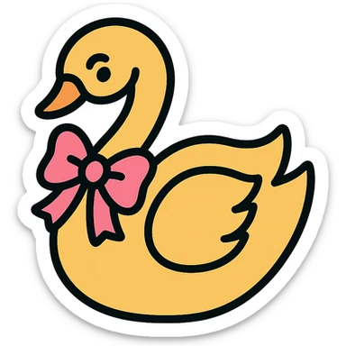 coquette swan with a ribbon sticker