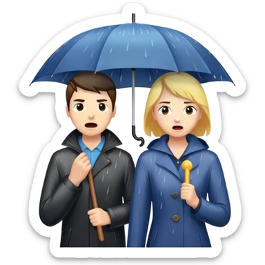 A person stands in the rain holding an umbrella, while another person (the narcissist) screams at the storm, getting drenched. The first person looks calm and dry, choosing to protect themselves rather than fight the uncontrollable.  sticker