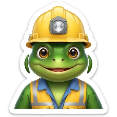 frog in a builder's helmet sticker
