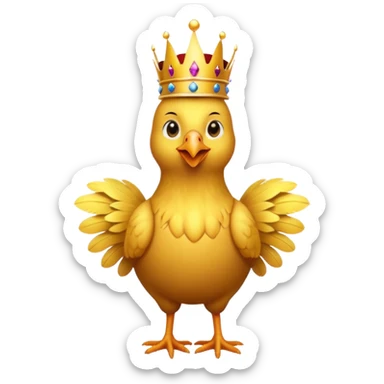 chicken King, standing, with crown, royal cloth sticker