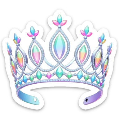 Iridescent Rainbow effect Sparkly tiara sticker
