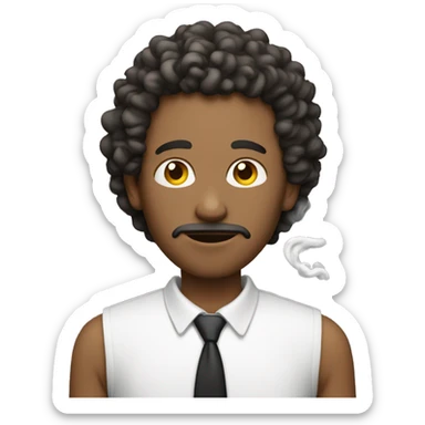 Skinny guy with curly hair smoking sticker