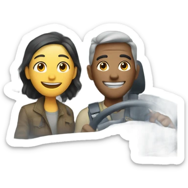 smiling duo in the vehicle sticker