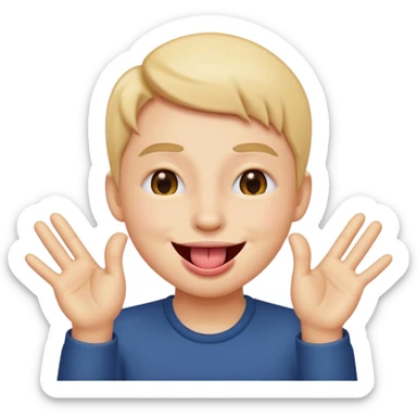 face sticking tongue out, hands to the side, winking emoji sticker