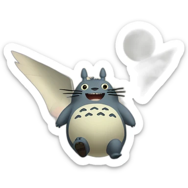 Totoro flying in the sky sticker