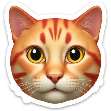 Cat Face red realistic, bright red 3D sticker