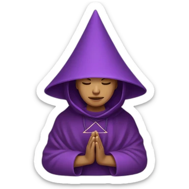 a purple monk praying with a triangular hood style hat from ancient guatemala sticker