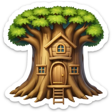 house inside a large tree trunk sticker