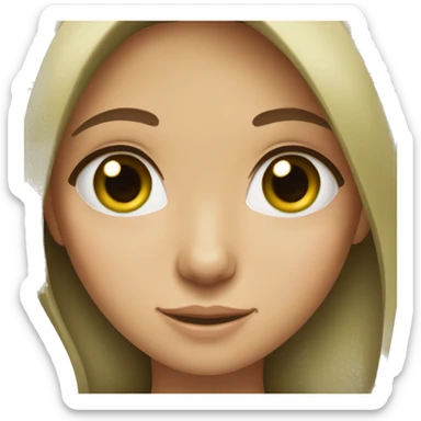 girl with straight brown hair and green eyes  sticker