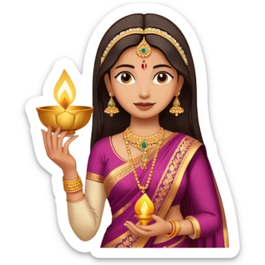 diwali woman with diwali sticker