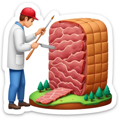 artist painting a SPAM meat landscape  sticker