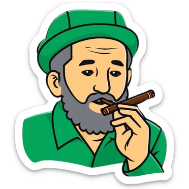 Fidel Castro with a cigar sticker