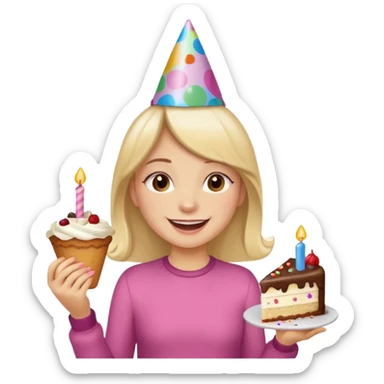 A girl in a cake happy birthday sticker