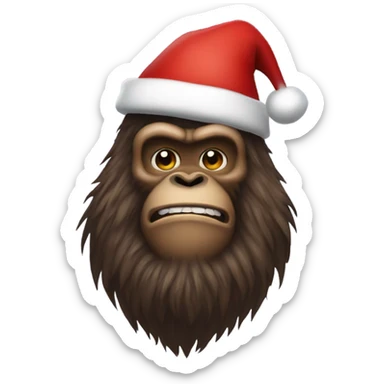 Sasquatch wearing Santa hat  sticker