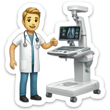 Man Radiographer with CT machine  sticker