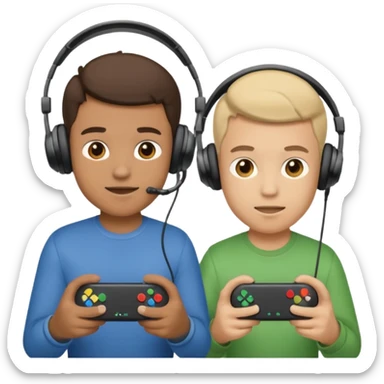 two brothers playings videogames sticker