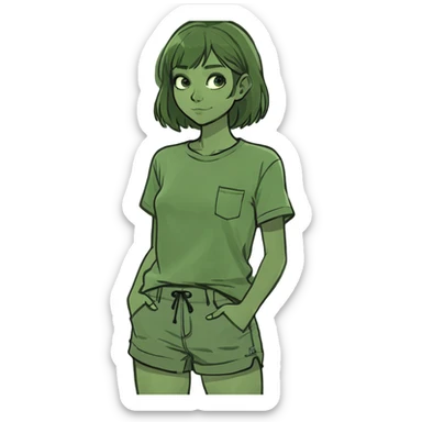 Girl wearing t shirt and shorts  sticker