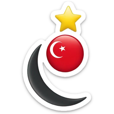 Turkey flag with a yellow star and Crescent moon sticker