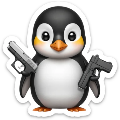 Cute penguin with tattoos and holding a Glock  sticker