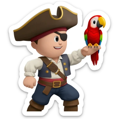 pirate and parrot sticker