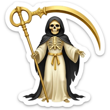la santa muerte gold with large scythe  sticker