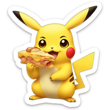 pikachu with eating a pidgey sticker