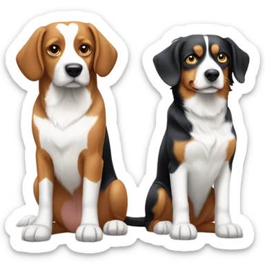 Two beagles with an Australian shepherd  sticker