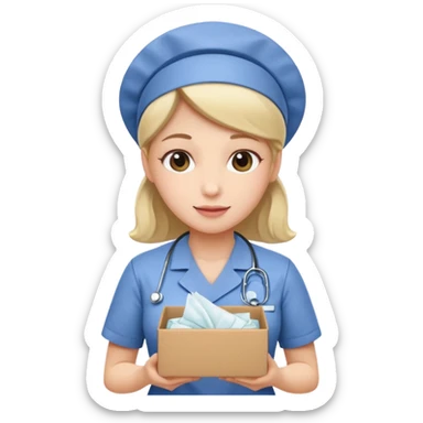 Nurse offering box of tissue











 sticker