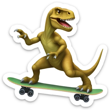 dinosaur do a kickflip sticker