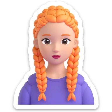 Character with perfect French braids hairstyle sticker