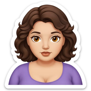 Mulher gordinha com olhos castanhos médios e cabelos ondulados castanho escuro sticker