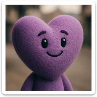 purple heart, plush portrait style, soft and fluffy, no text, transparent background sticker