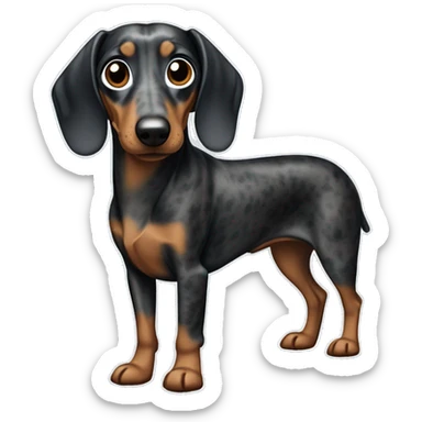 Blue and black dapple weiner dog sticker