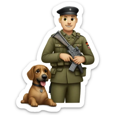 A German soldier with a dog sticker