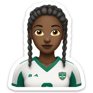 black girl with bun and side fringe in football shirt sticker