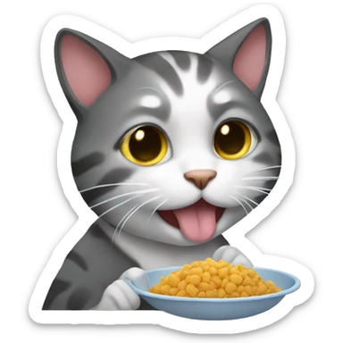 Cat eating food  sticker