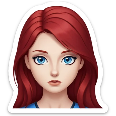 Long dark res hair, blue eyes, sharp black eyeliner Baddie sticker