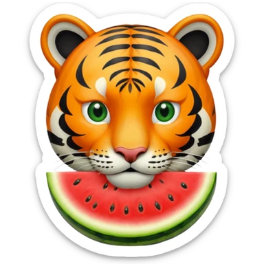 tiger eating watermelon sticker