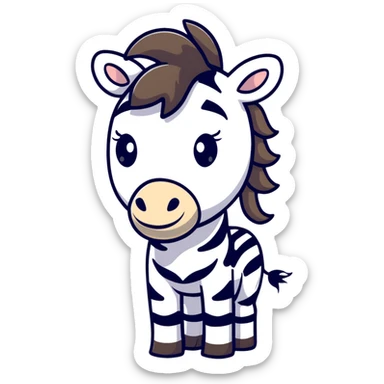 cartoon zebra head with mane sticker